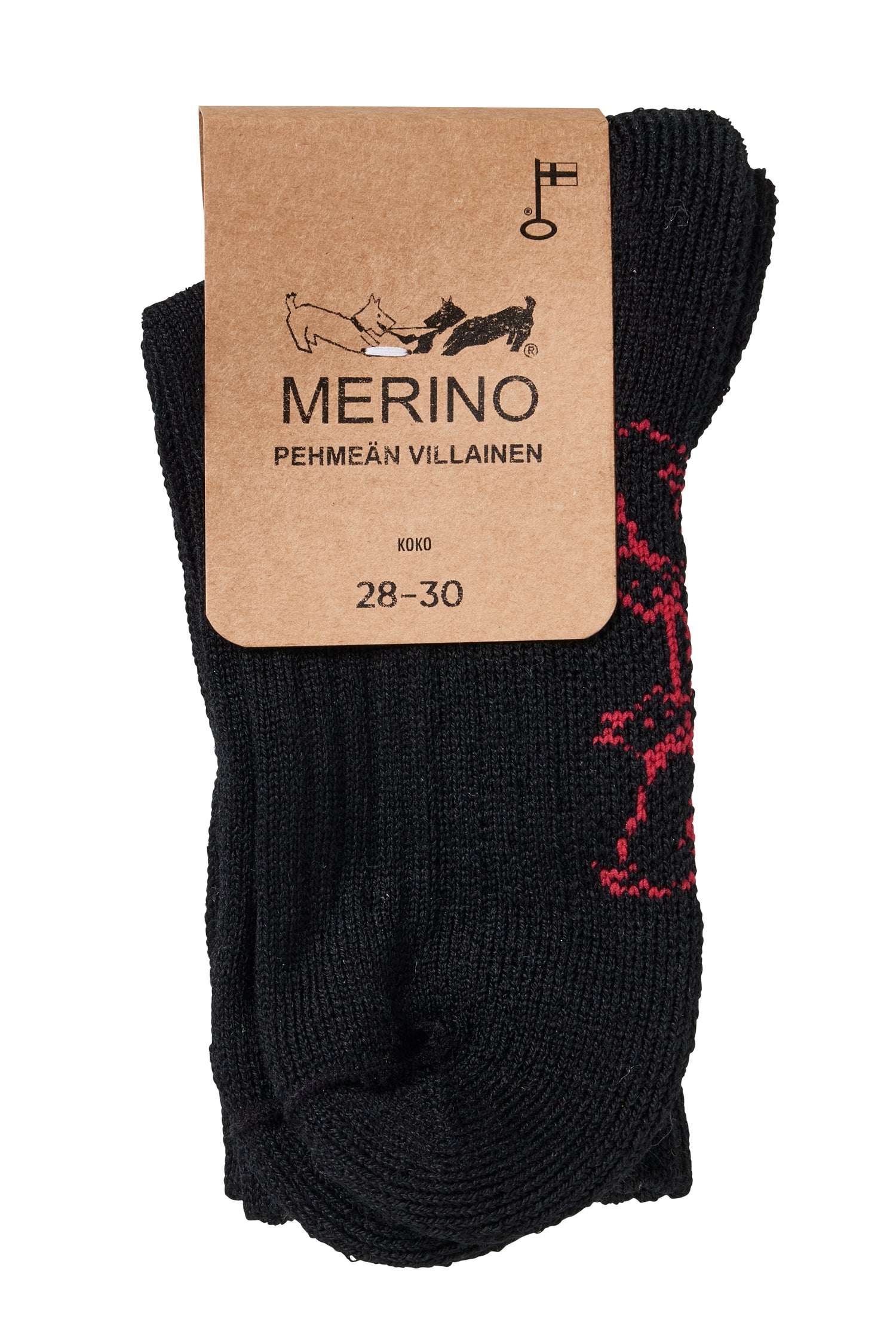 Lasten merinovillainen froteepohjasukka - Musta