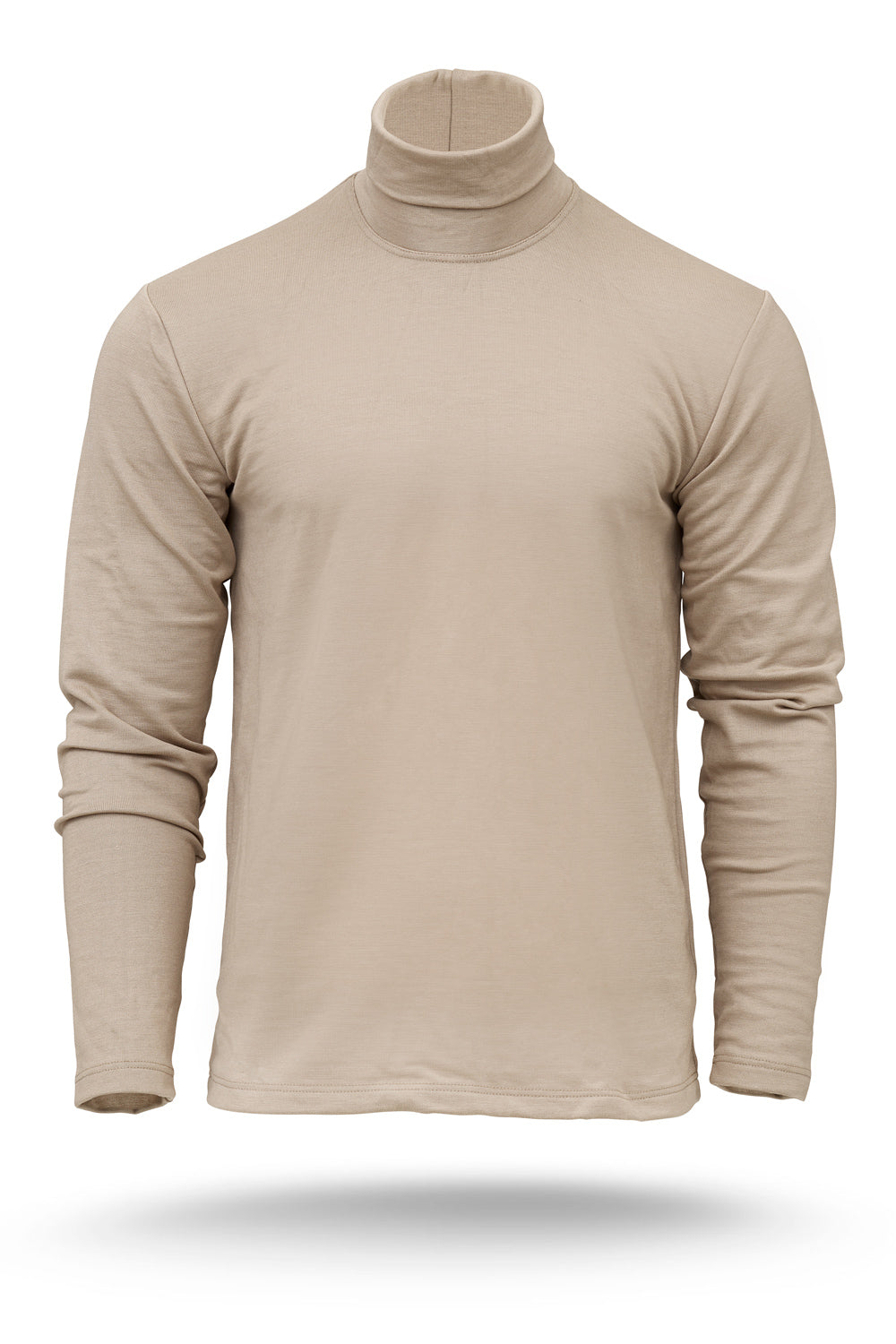Miesten korkeakauluksinen silkkimerinovillapaita - Beige
