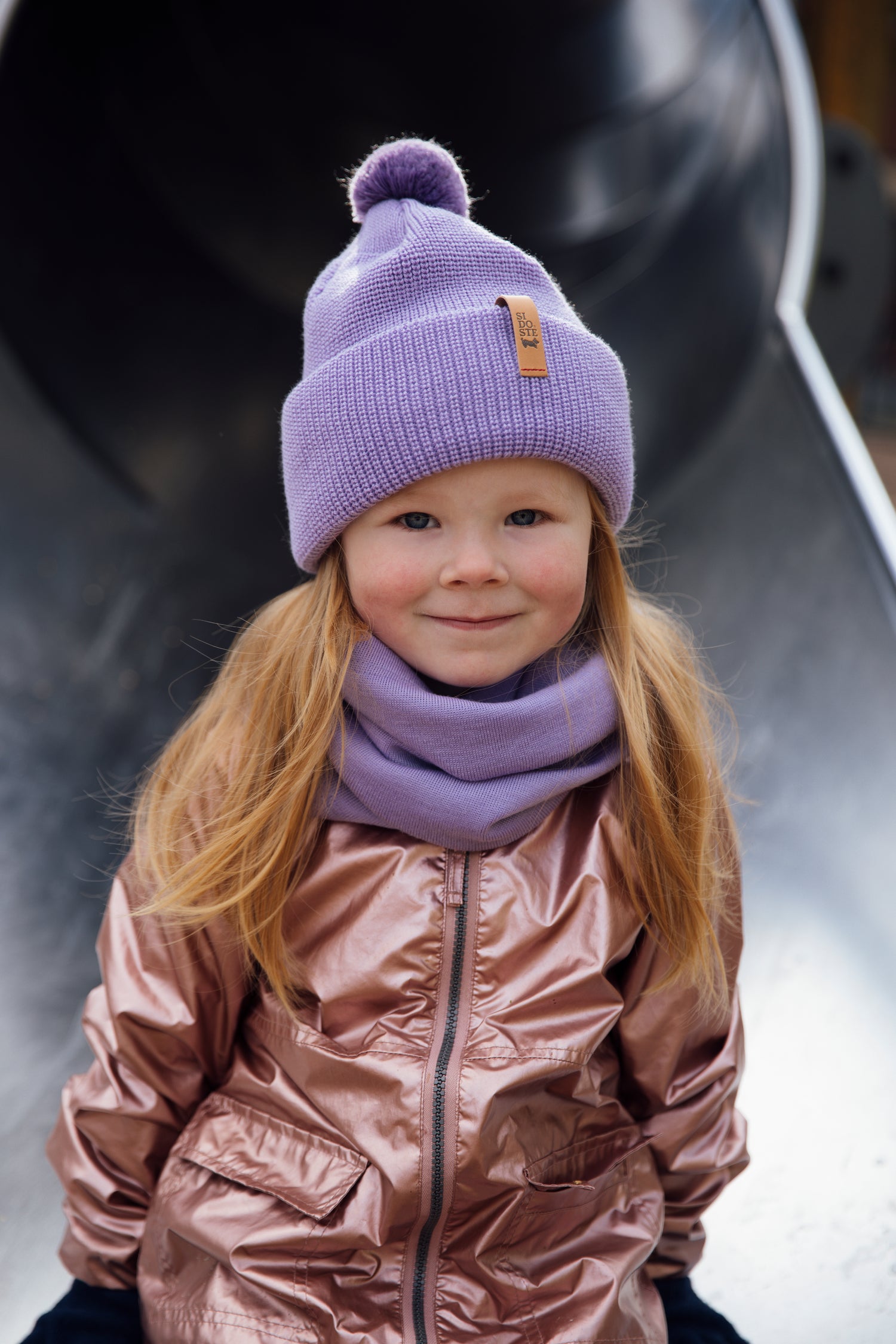 Tupsullinen merinopipo - Vaalea liila