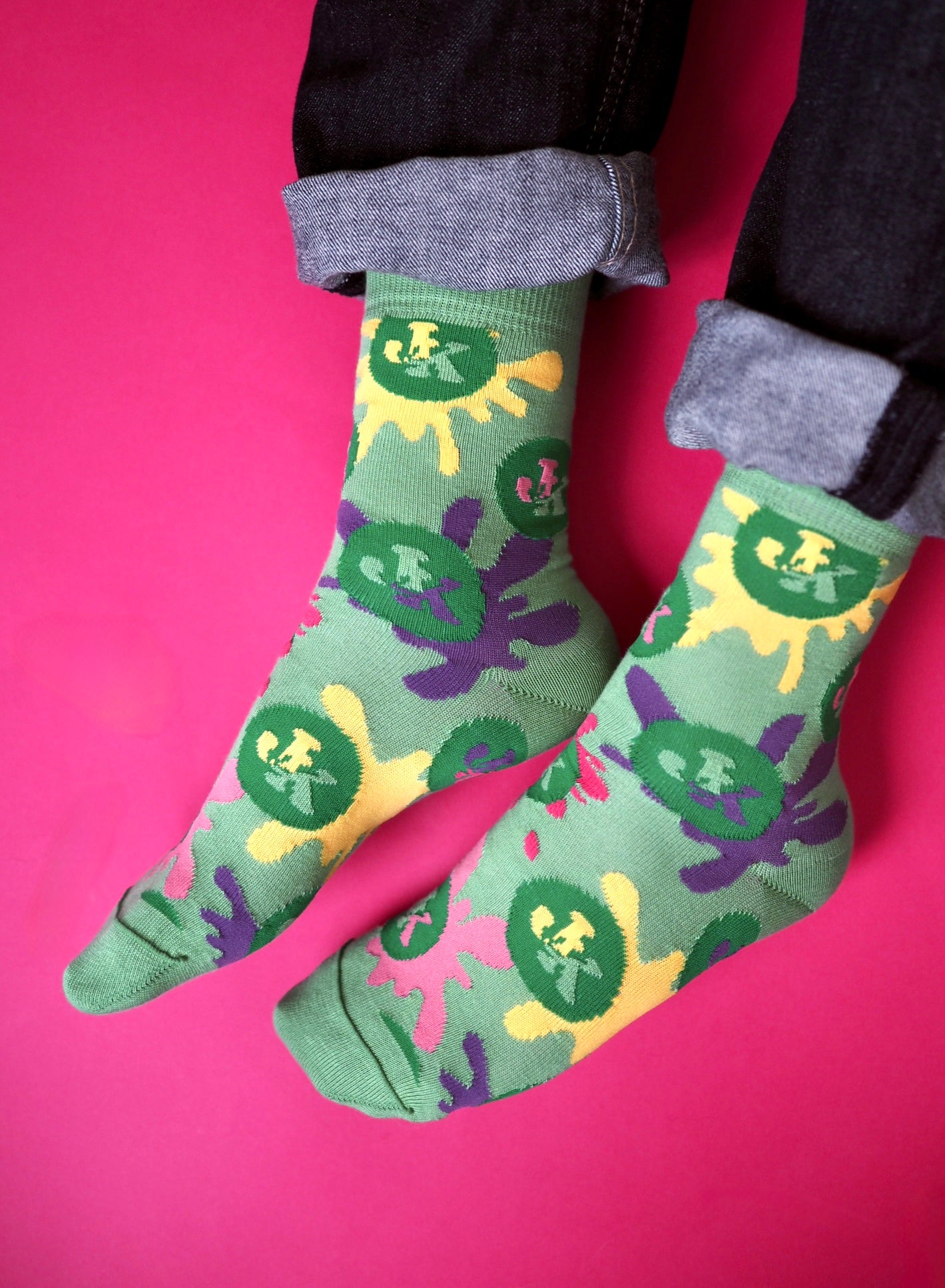 Läiskätesti - Janne Kataja x Sidoste, vihreät luomupuuvillasukat