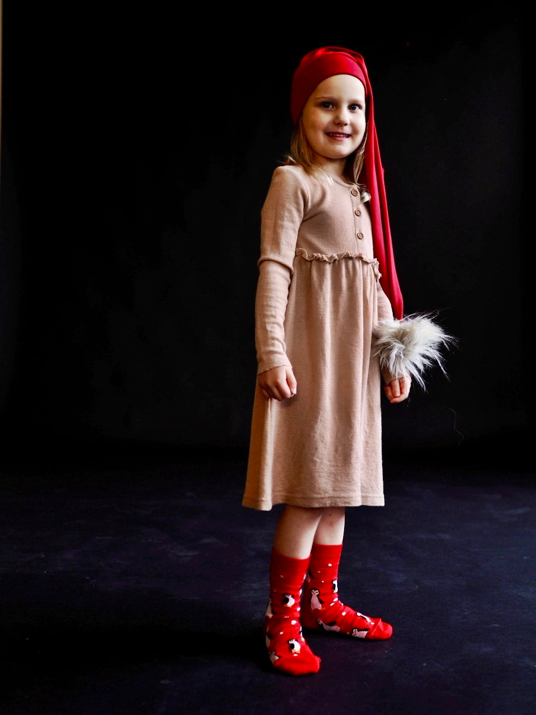 Pingviinien juhlat, ohuet merinovillasukat koko perheelle