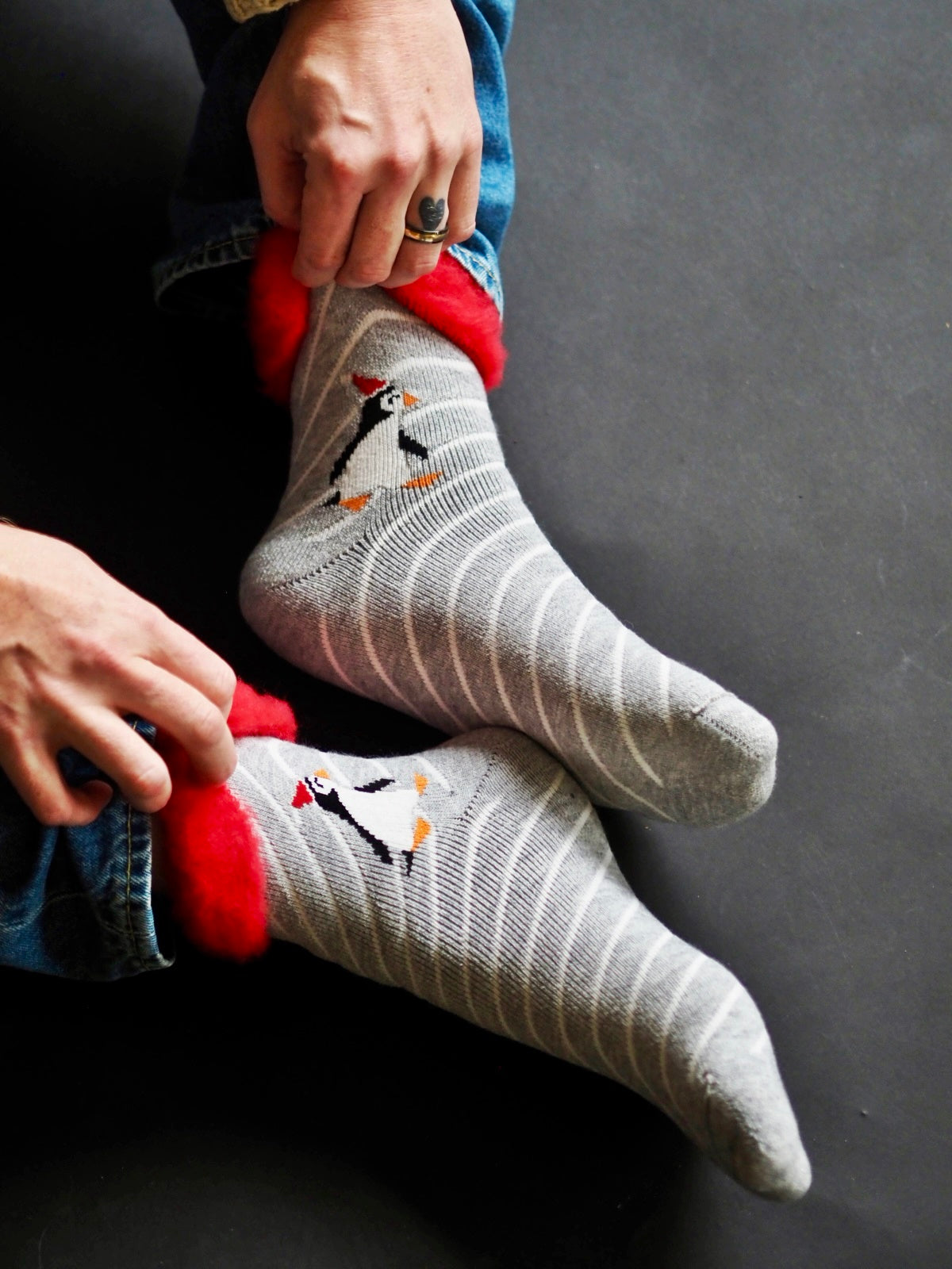 Joulupingviini, pörrösukat koko perheelle